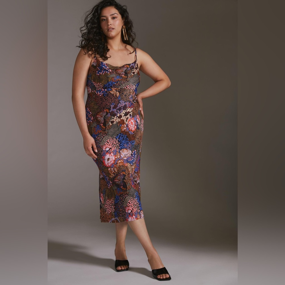 NWT $155 Anthropologie silky slip dress Elyse print floral spring x small pet…